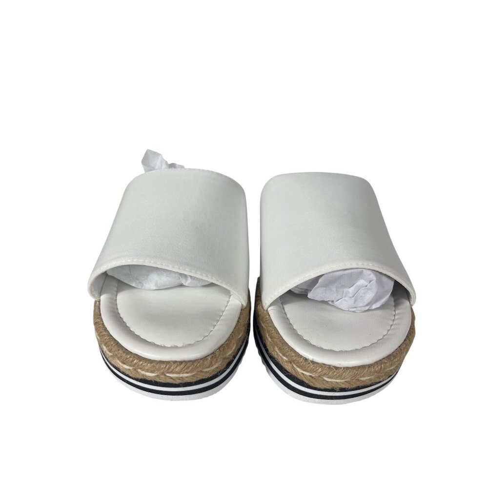 Journee Collection White Slide Sandals with Natural Jute Trim - Picture 3 of 10